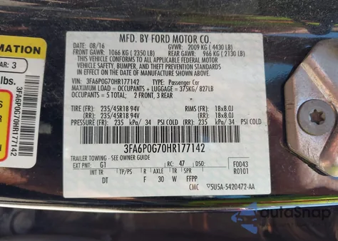 2017 Ford Fusion S from USA, damaged, VIN 3FA6P0G70HR177142